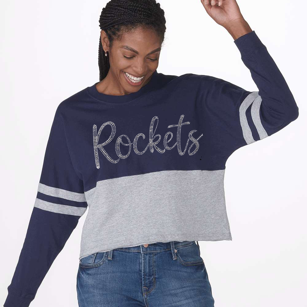 Rockets - Ladies Crop Retro Shirt with SPANGLES