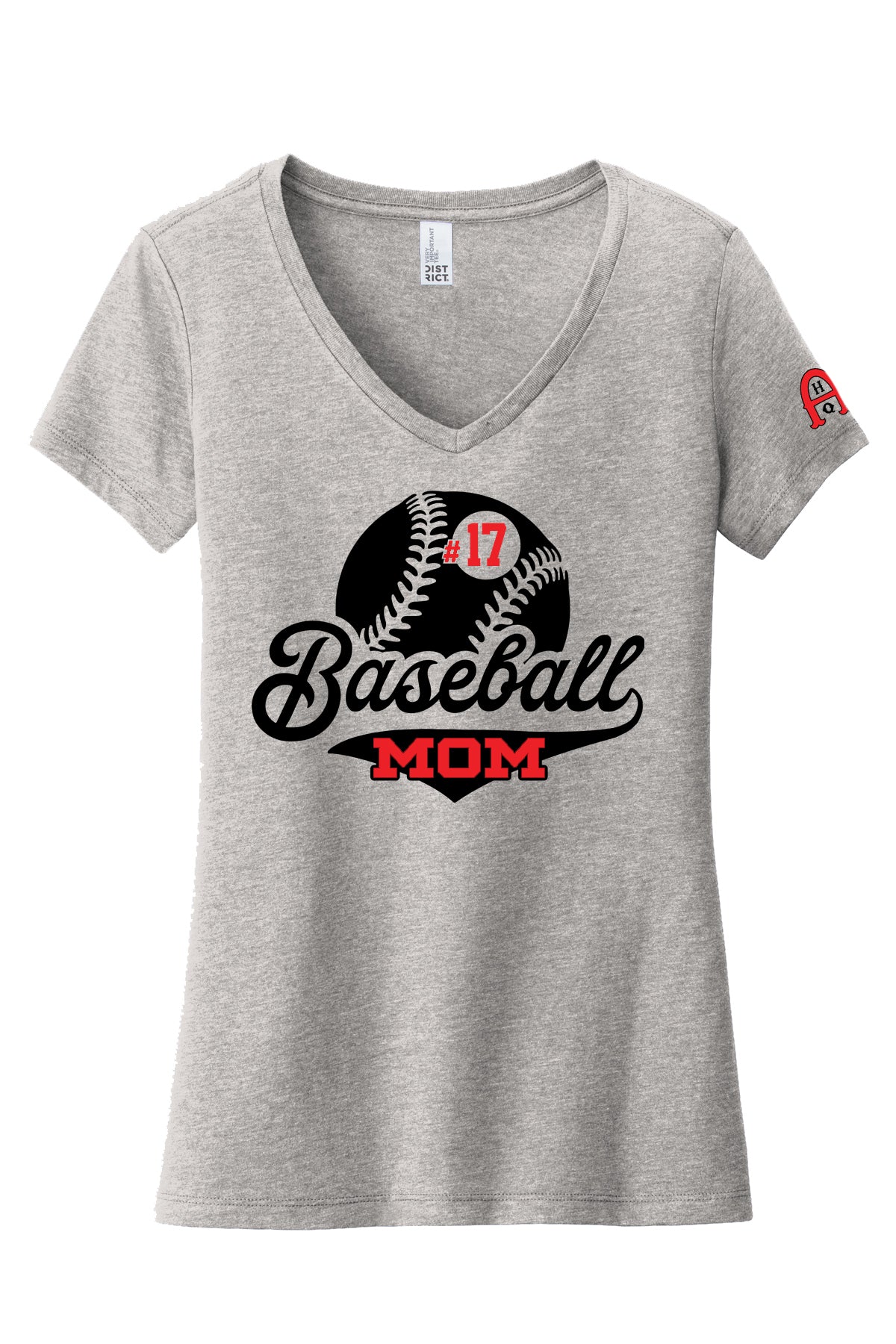 AHQ Ladies V-Neck Baseball Mom Tee