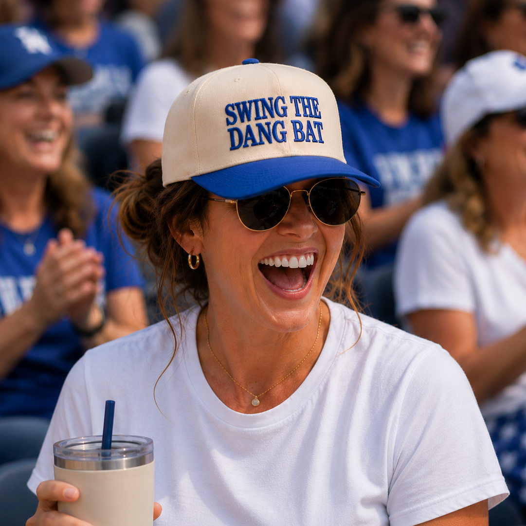 "Swing the Dang Bat" Embroidered Twill Trucker Hat