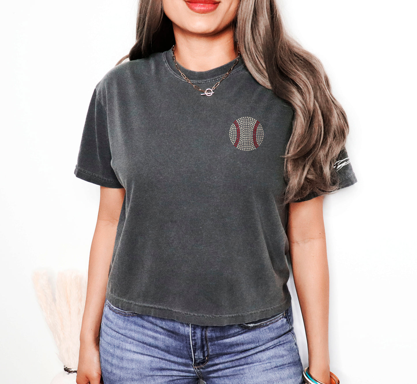 Rhinestone Pocket Baseball Shirt w/ Name and Number