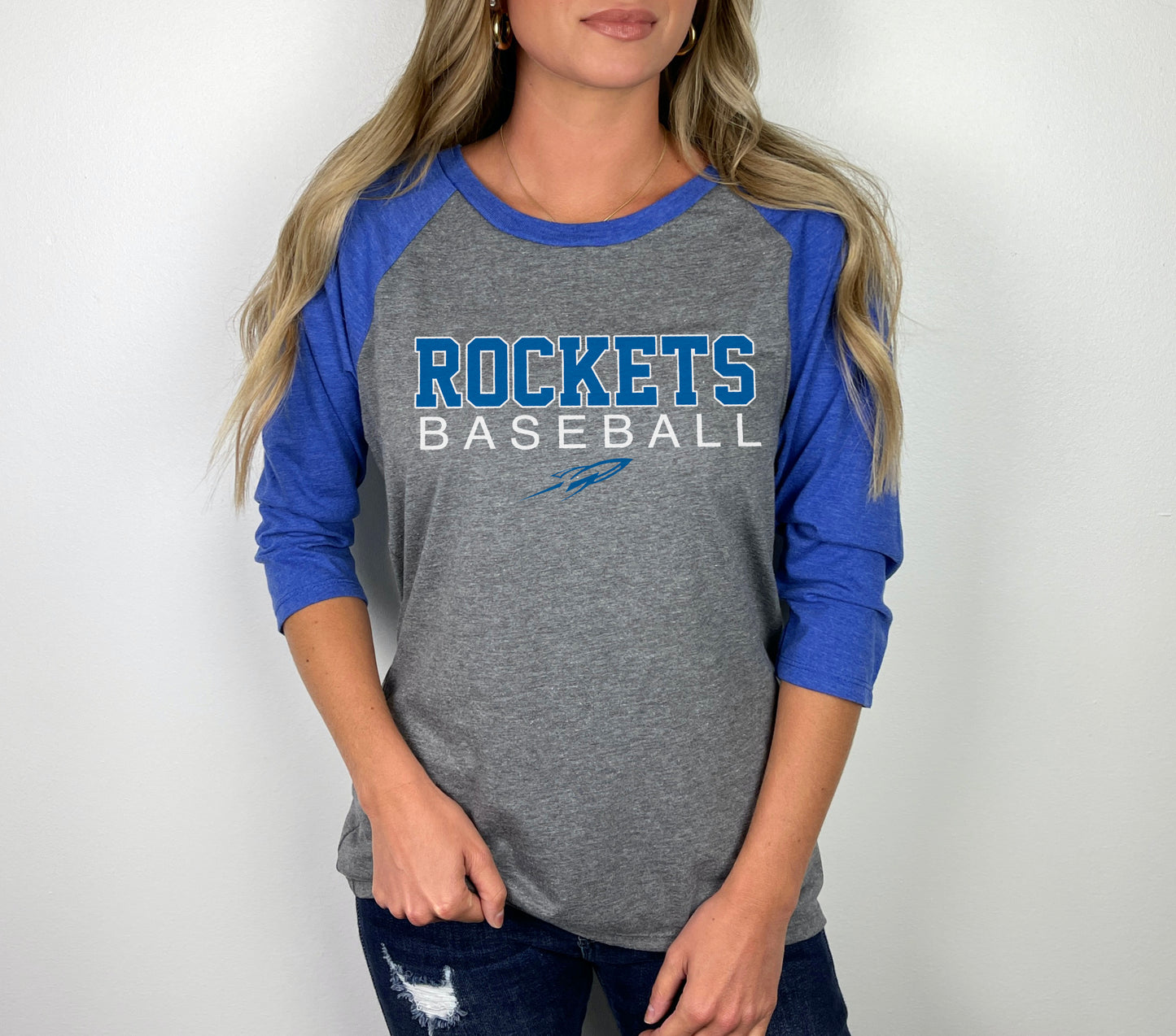 CDBL or Rockets 3/4 Sleeve Raglan Baseball Tee