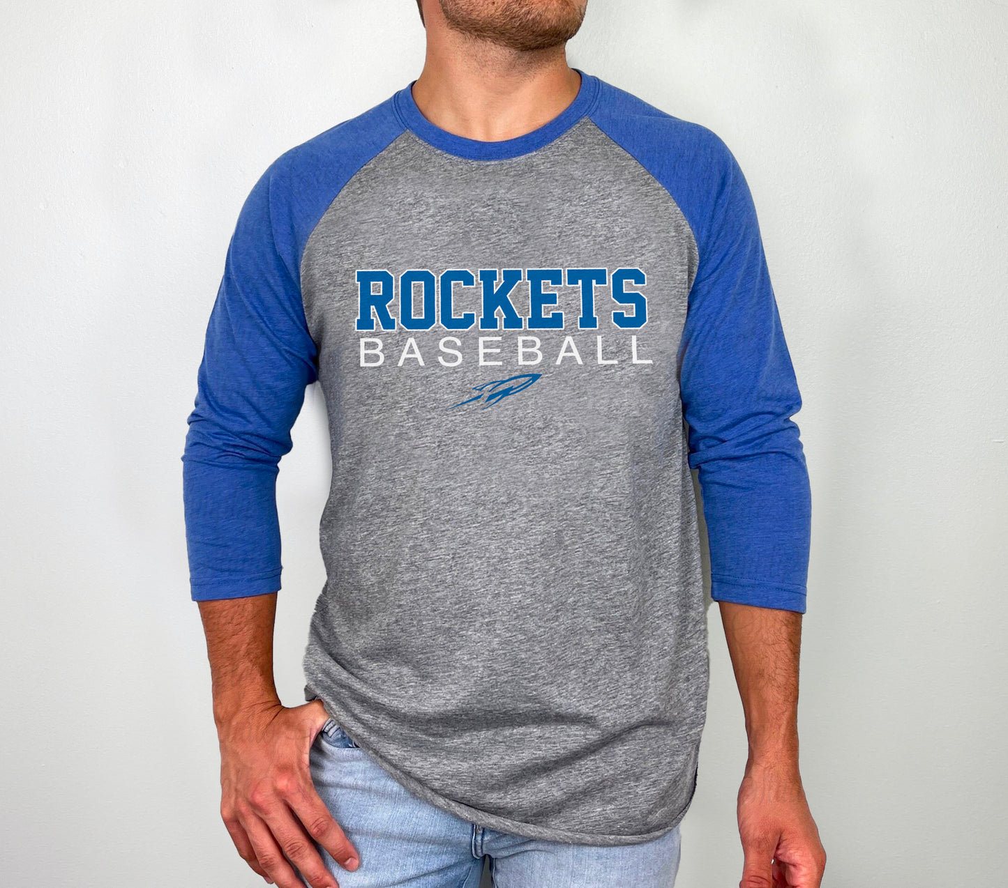 CDBL or Rockets 3/4 Sleeve Raglan Baseball Tee