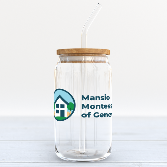 Mansio - Glass Can with Bamboo Lid and Straw