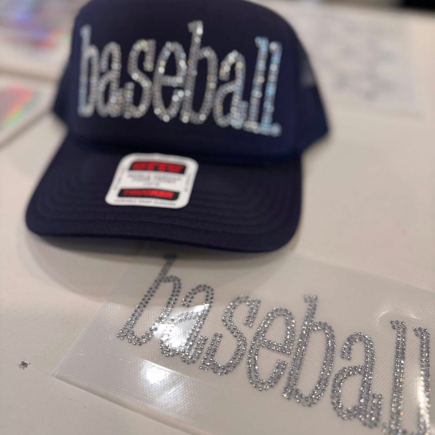 Baseball Rhinestone Trucker Hat