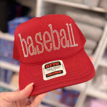 Baseball Rhinestone Trucker Hat