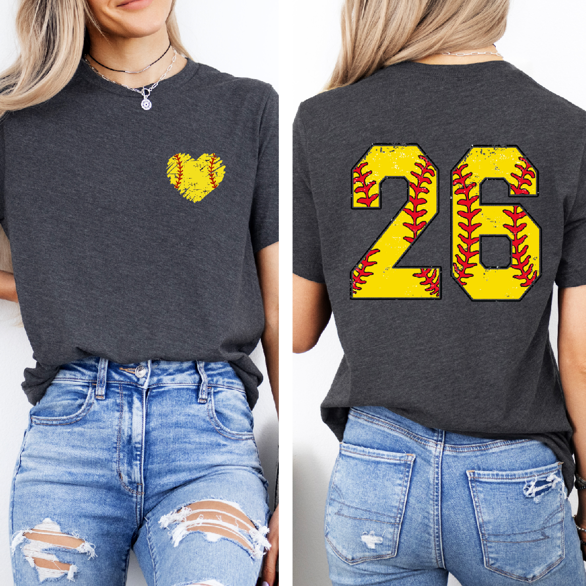 AHQ - Baseball or Softball Heart - YOUTH AND ADULT