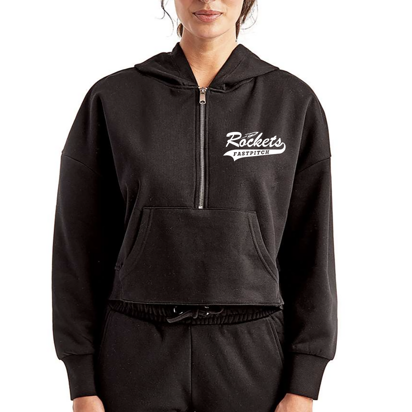 CDGS - TriDri Half-Zip Cropped Hooded Sweatshirt - FASTPITCH Logo