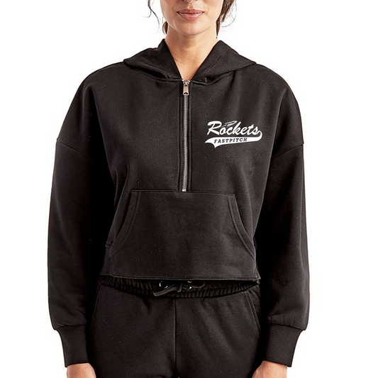 CDGS - TriDri Half-Zip Cropped Hooded Sweatshirt - FASTPITCH Logo