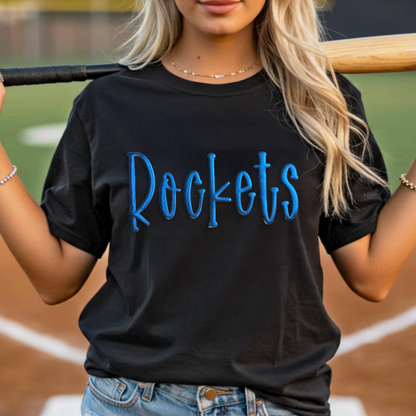 CDBL - Blue Metallic PUFF PRINT - Rockets or CDBL