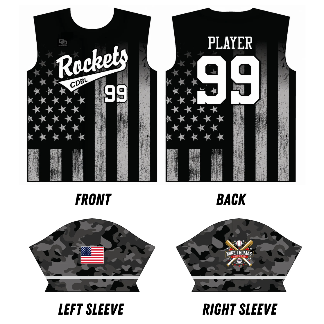 CDBL - 2026 Rockets Father's Day Jersey - B/W Flag - Adult and Youth